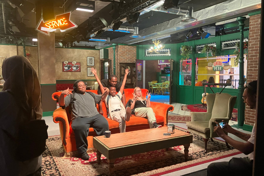 CCC media students at Central Perk on the FRIENDs set