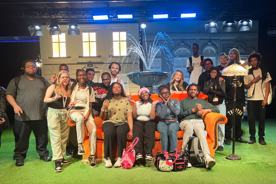 CCC media students on the iconic FRIENDS sofa