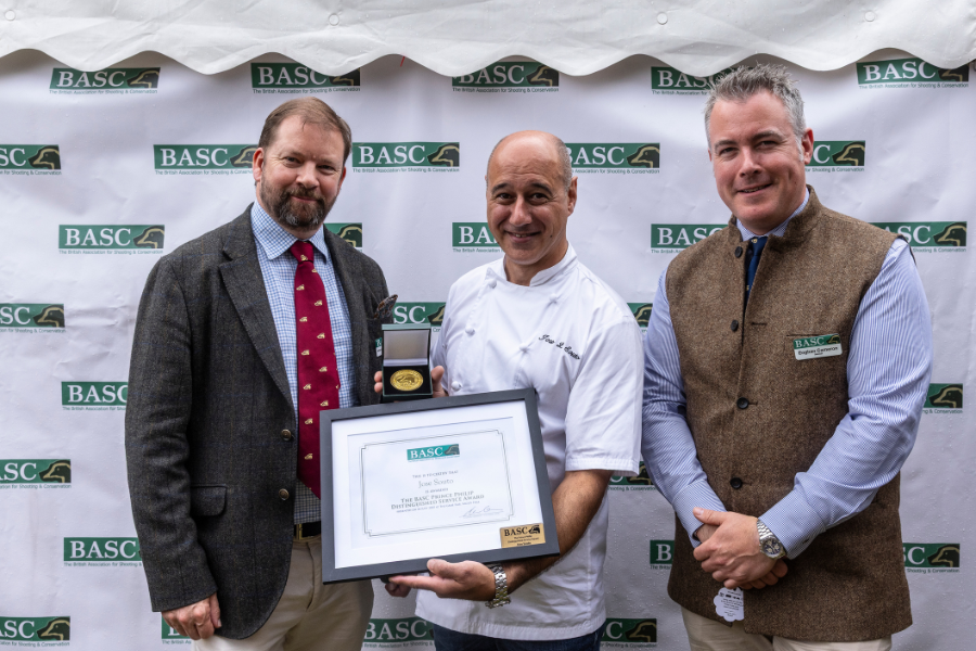 Chef lecturer José Souto receiving the BASC Prince Philip Distinguished Service Award