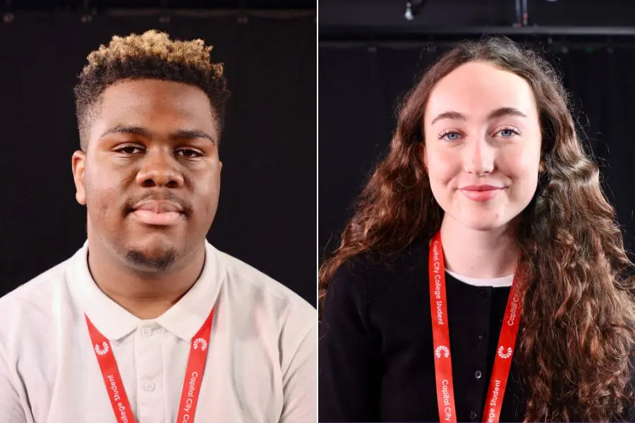 Capital City College T Level students Natavius and Niamh