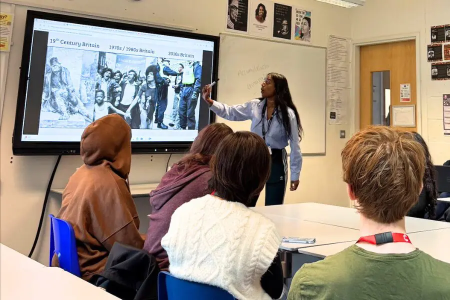 Tania from On the Record, delivering a workshop for CCC students