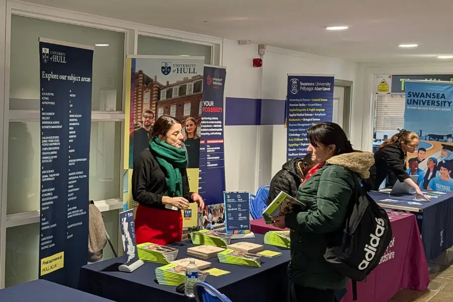 Students attending the HE fair at CCC