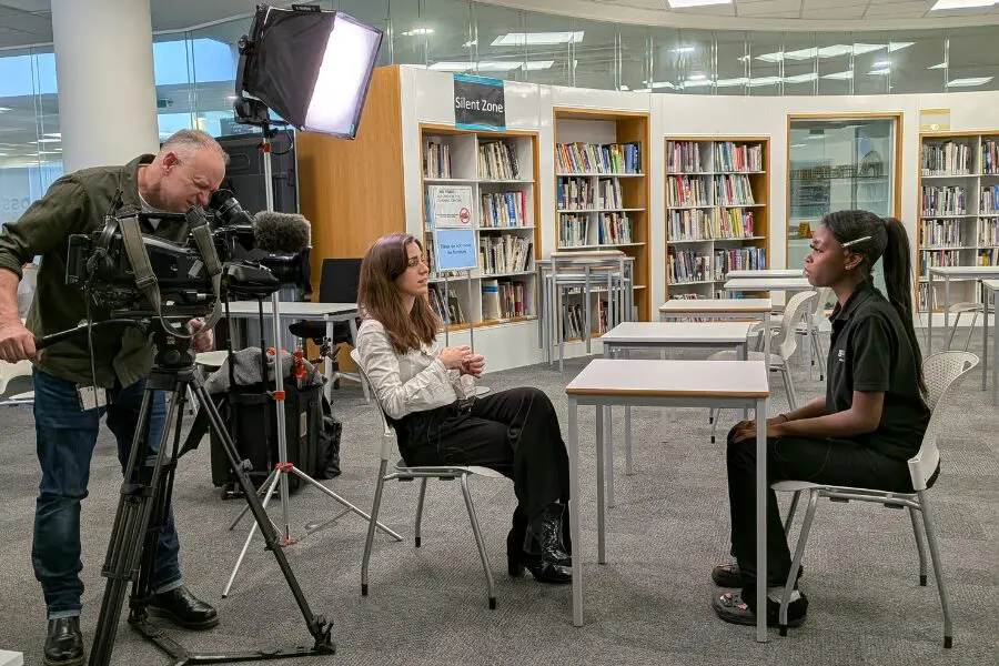 BBC London TV filming a CCC student