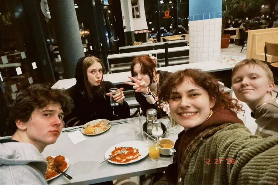 CCC students sharing a meal in Budapest