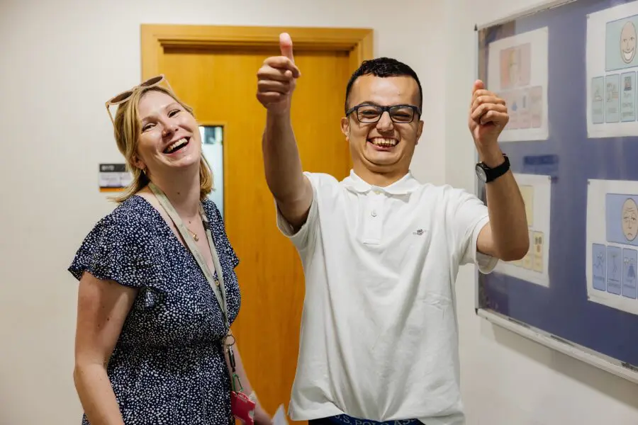 A colleague and student from Ambitious About Autism
